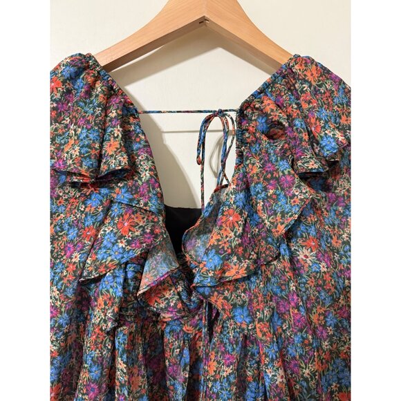 For Love & Lemons Brittany Floral Print Boho Long Sleeve Midi Dress NWT XS - Picture 10 of 11